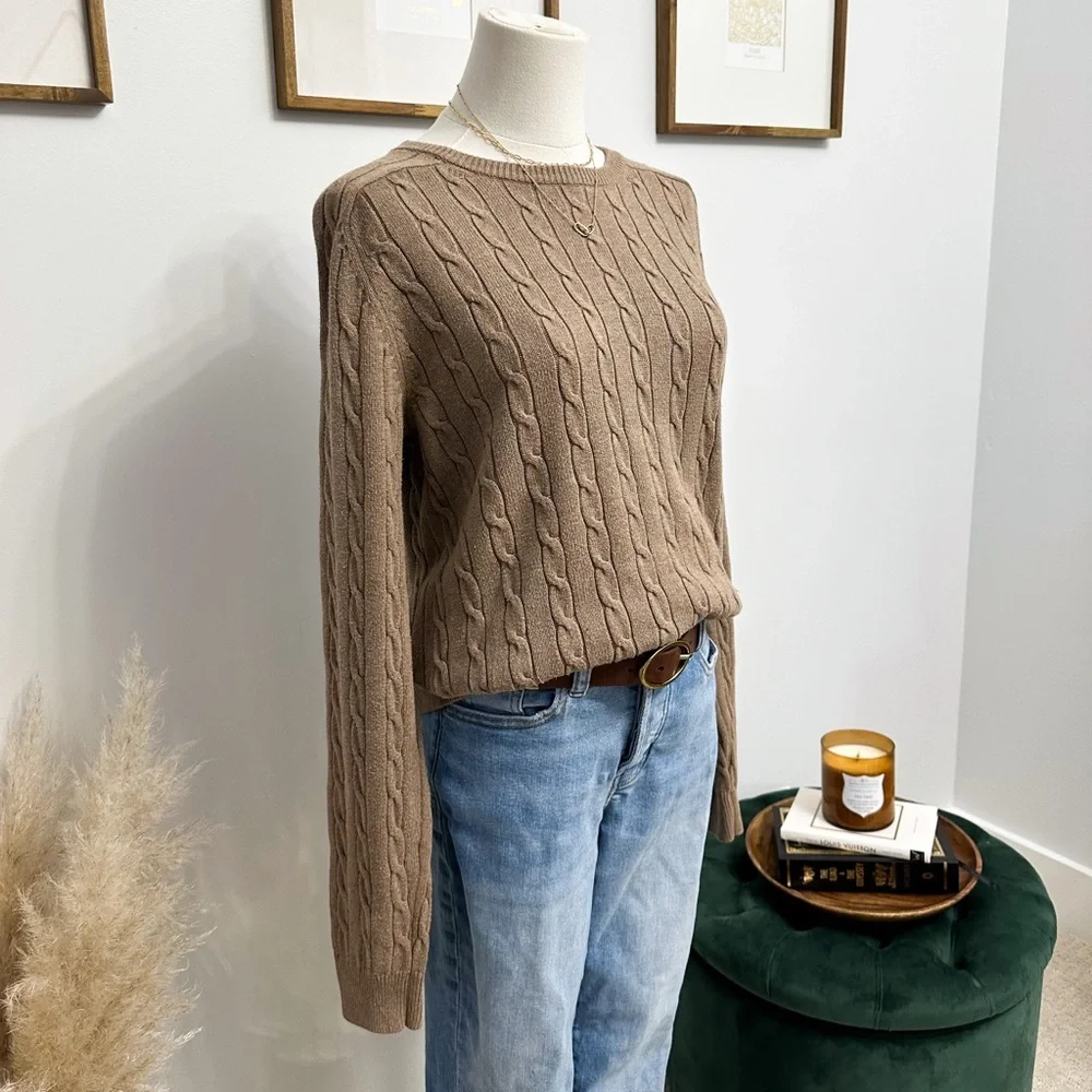 Hudson North Light Brown Cable Knit Sweater - Picture 4 of 9